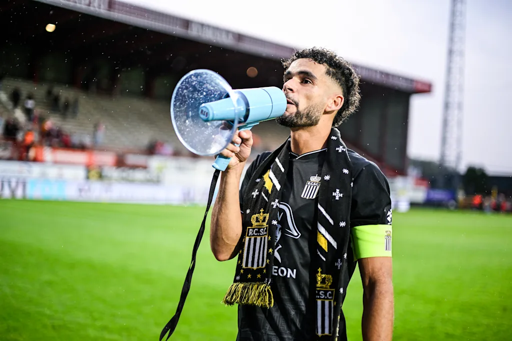 Charleroi's Kevin Van Den Kerkhof celebrates after winning a soccer match between KV Kortrijk and Sporting Charleroi, Saturday 29 August 2026 in Kortrijk, on day 4 of the 2026-2027 'Jupiler Pro League' first division of the Belgian championship. BELGA PHOTO TOM GOYVAERTS