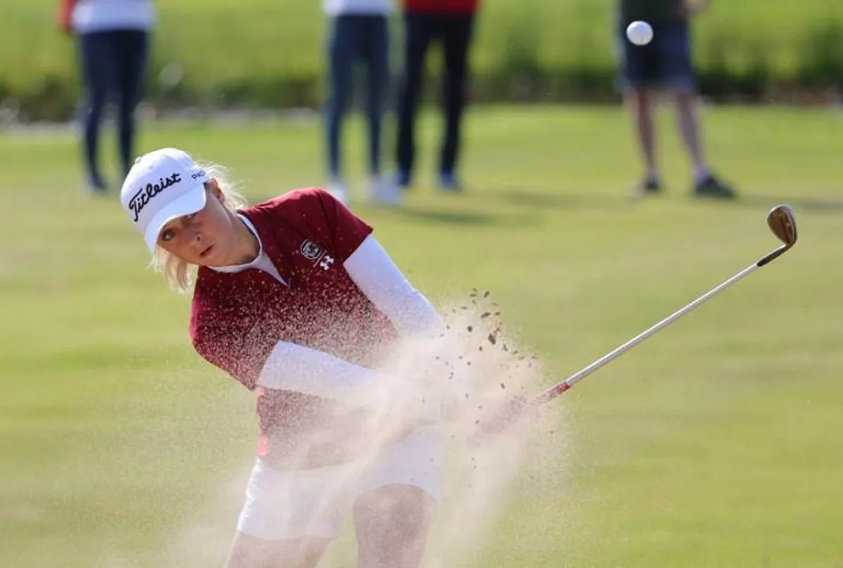 France's Pauline Roussin Bouchard is seen during the last day of the Ladies European Tour golf tournament on Skafto island, Lysekil county in Sweden, on August 29, 2021. Adam IHSE / TT News Agency / AFP Sweden OUT