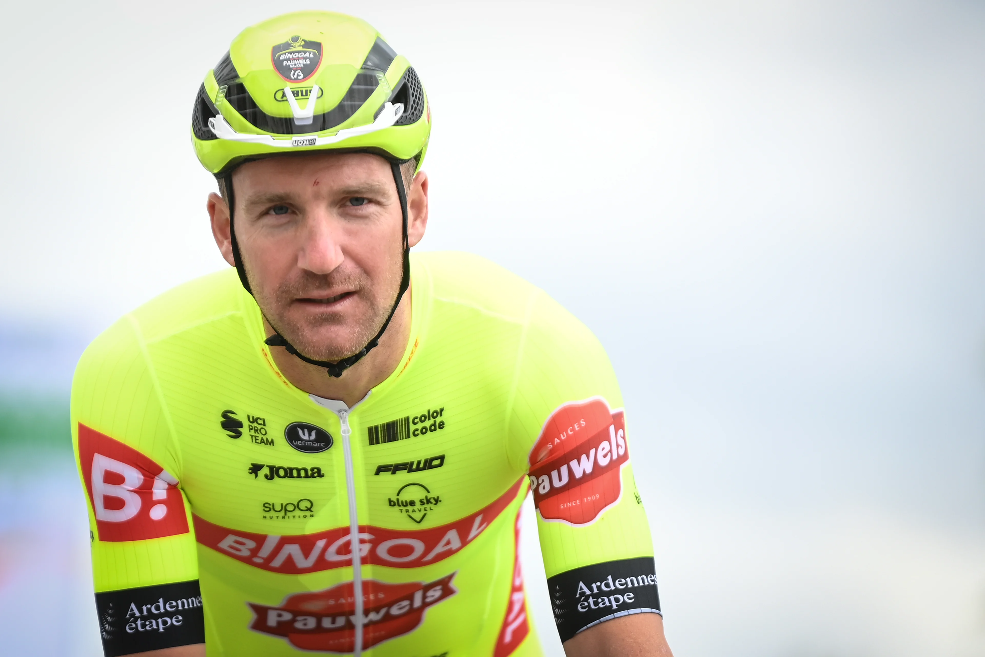 Belgian Timothy Dupont of Bingoal Pauwels Sauces WB pictured at the start of the one day cycling race 'Marcel Kint Classic' (199km), stage 7 of 11 of the Exterioo Cycling Cup, from Kortrijk to Zwevegem, on Sunday 29 May 2022. BELGA PHOTO DAVID STOCKMAN