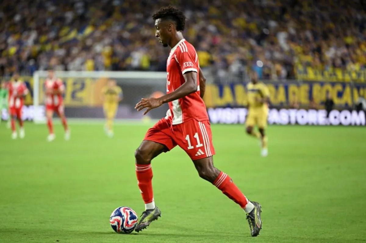 Bayern Munich's French forward #11 Kingsley Coman controls the ball during the FIFA Club World Cup 2025 Group C football match between Germany's Bayern Munich and Argentina's Boca Juniors at the Hard Rock stadium in Miami on June 20, 2025. PATRICIA DE MELO MOREIRA / AFP