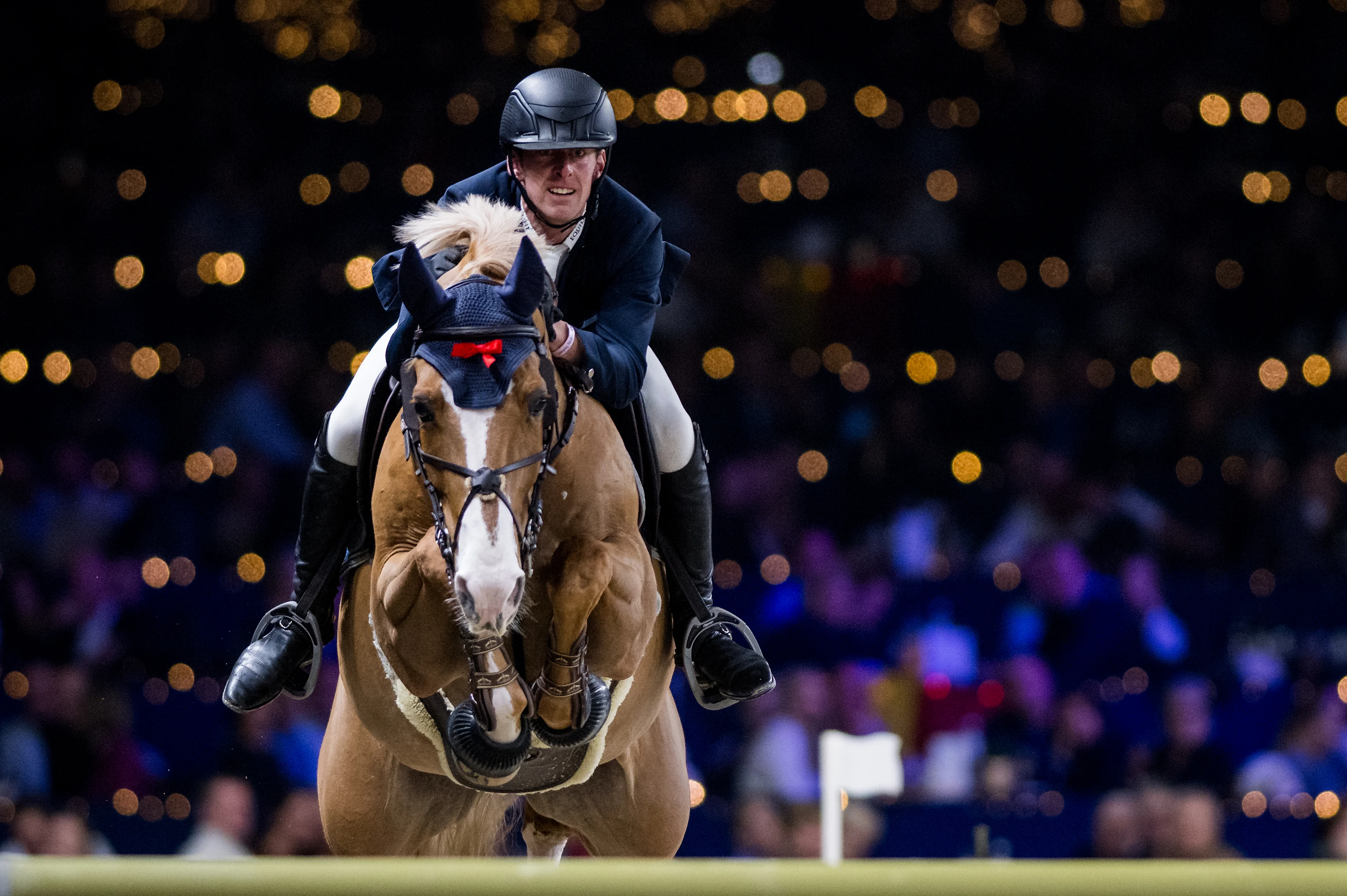 Belgian rider Jeroen Appelen with Monte Blue PS pictured in action during the FEI World Cup Jumping competition at the 'Vlaanderens Kerstjumping - Memorial Eric Wauters' equestrian event in Mechelen on Saturday 30 December 2023. BELGA PHOTO JASPER JACOBS