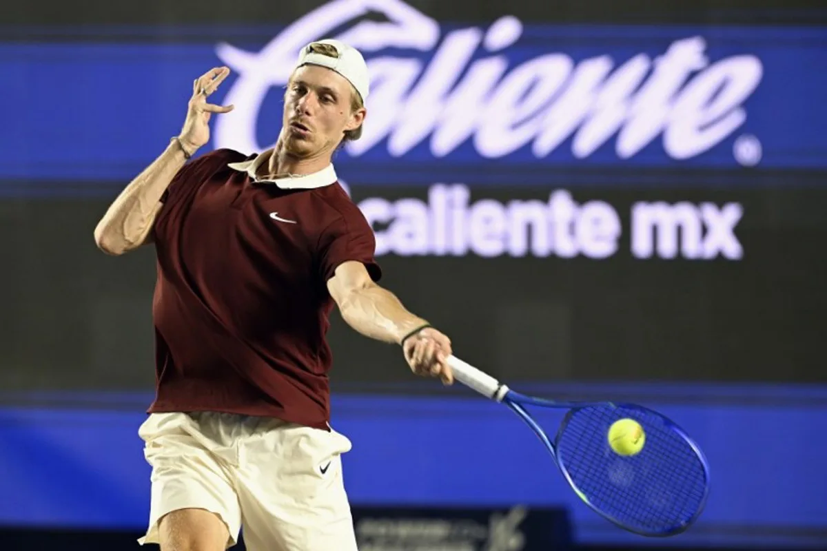 Canada's Denis Shapovalov returns the ball to Australia's Adam Walton during the Mexico ATP Open men's singles tennis semi-final match at the Cabo Sports Complex in Los Cabos, Baja California, Mexico on July 18, 2025. Alfredo ESTRELLA / AFP