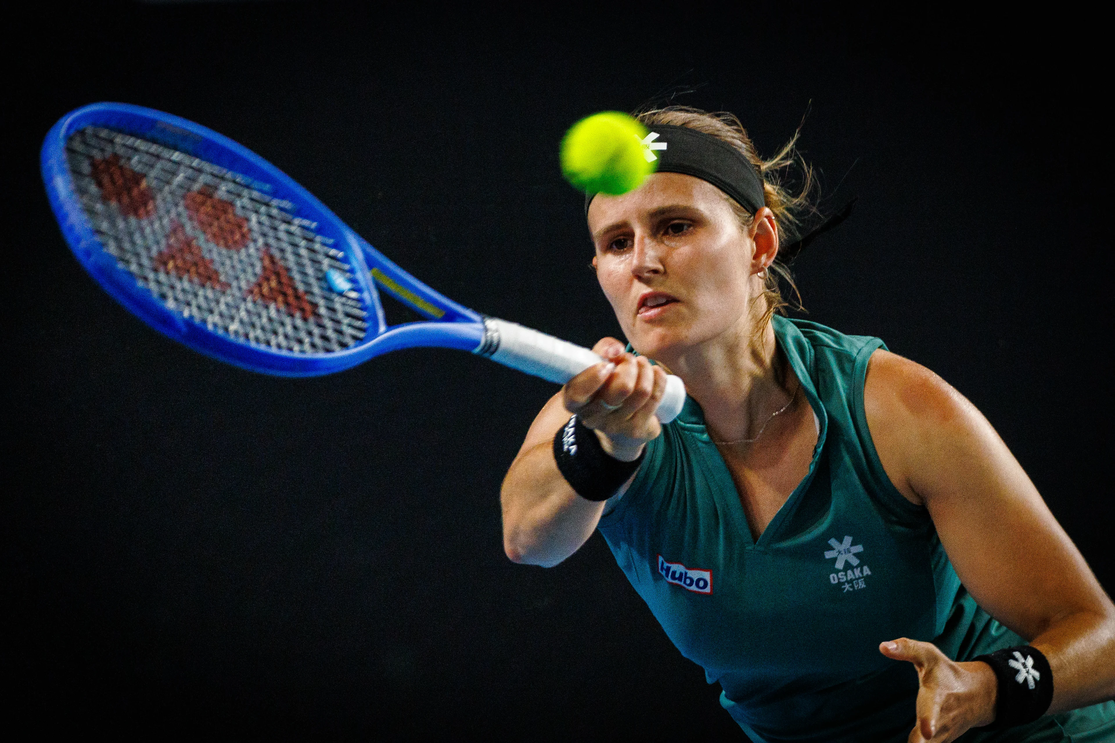 Belgian Greet Minnen pictured in action during a tennis match between Belgian Minnen and Australian Aiava, in the first round of the women's singles at the 'Australian Open' Grand Slam tennis tournament, Monday 13 January 2025 in Melbourne Park, Melbourne, Australia. The 2025 edition of the Australian Grand Slam takes place from January 12th to January 26th. Greet Minnen has lost 7-5, 5-7, 6-7. BELGA PHOTO PATRICK HAMILTON