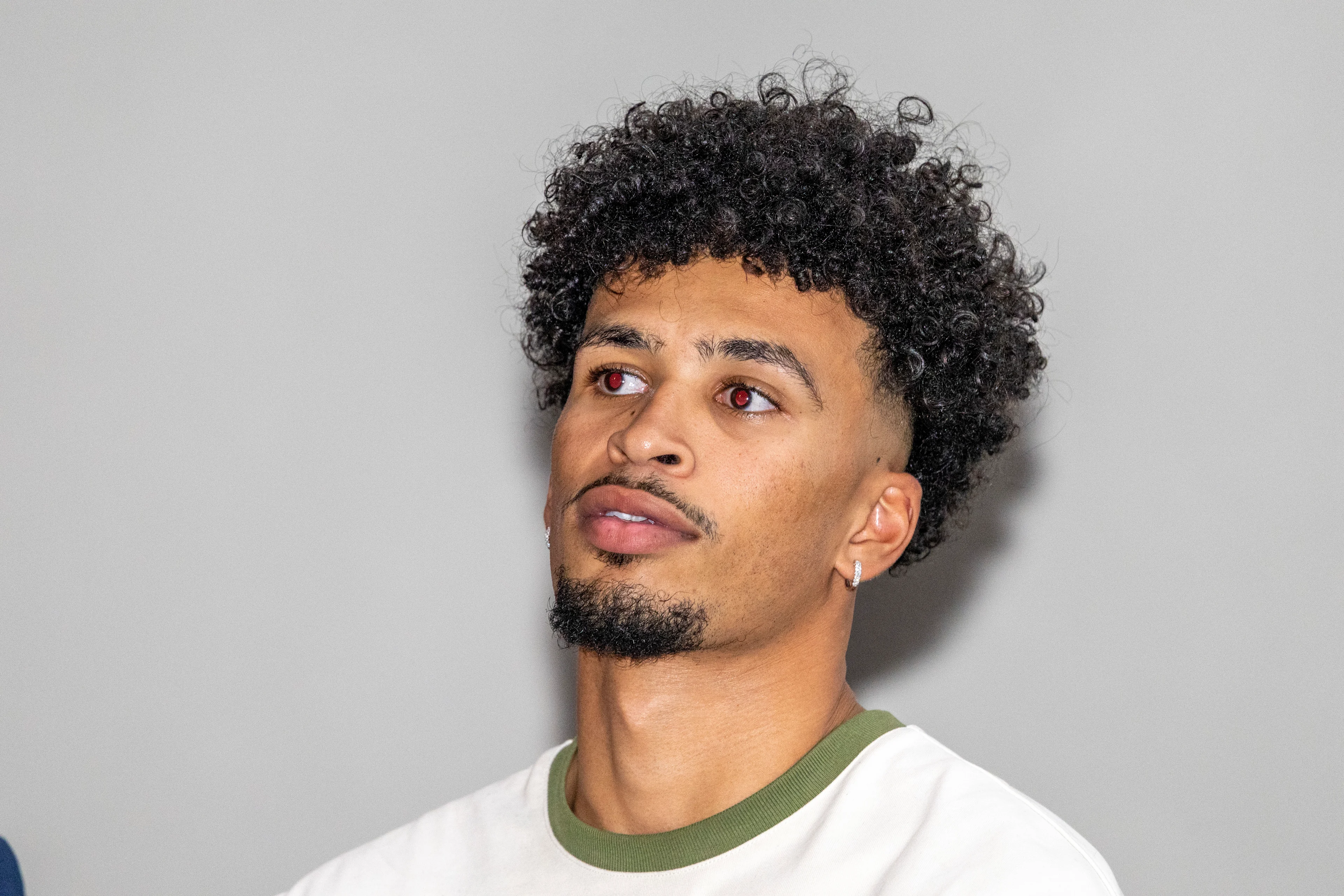 Belgian NBA-player Toumani Camara pictured during a press vision and avant-premiere of the documentary 'The Belgian Dream', at Kinepolis cinema complex in Brussels, Monday 29 July 2024. BELGA PHOTO NICOLAS MAETERLINCK