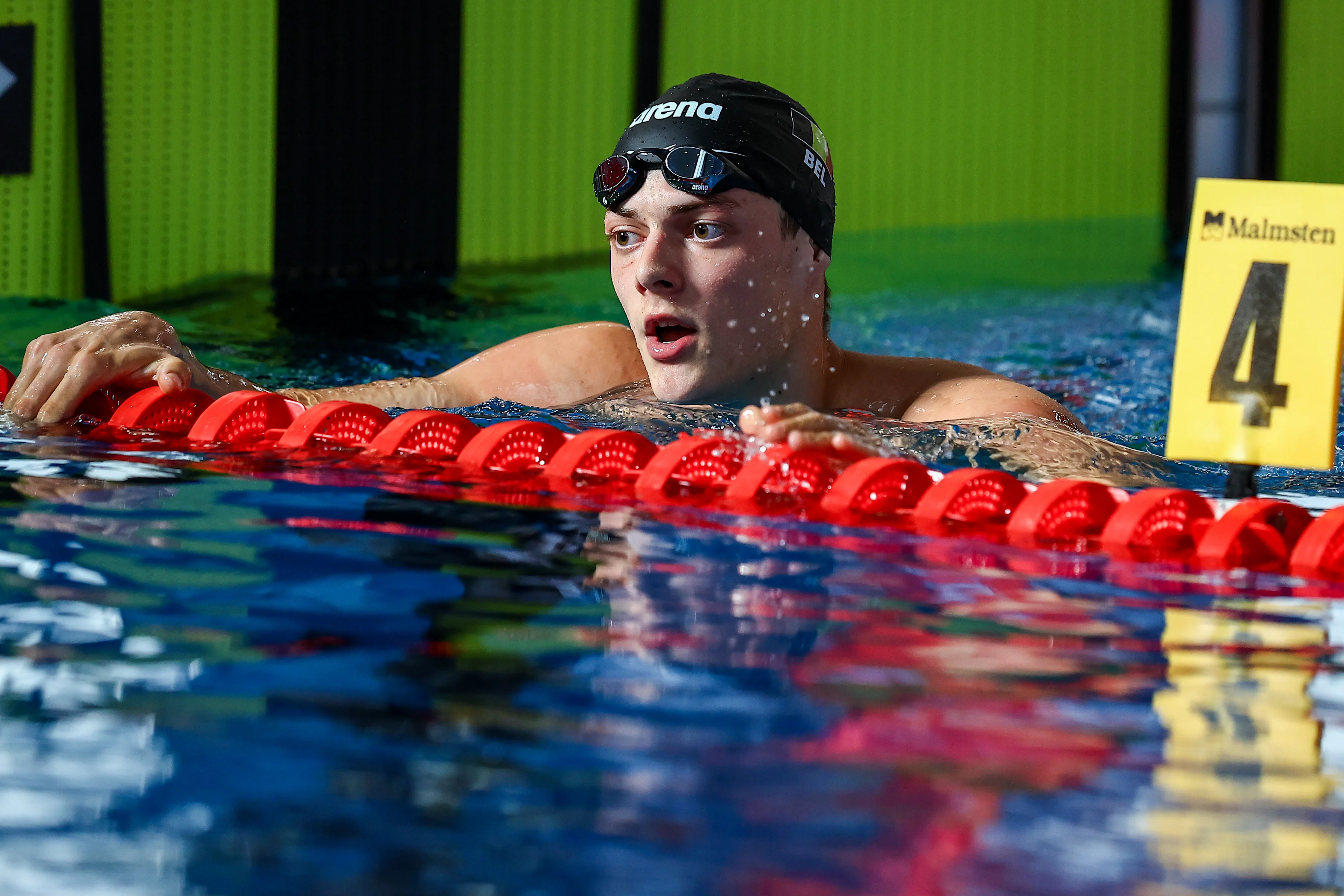 Belgian Noah Verreth pictured after the 200m backstroke race during the Open Belgian Swimming Championships 2025 (25-27/04), in Antwerp, on Friday 25 April 2025. BELGA PHOTO DAVID PINTENS