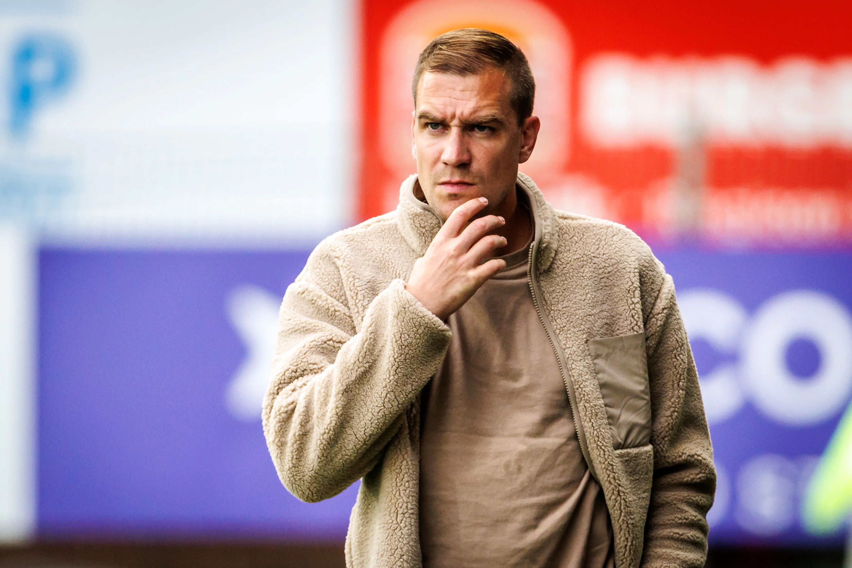 Kortrijk's head coach Michiel Jonckheere pictured during a soccer match between KV Kortrijk and Sporting Charleroi, Saturday 29 August 2026 in Kortrijk, on day 4 of the 2026-2027 'Jupiler Pro League' first division of the Belgian championship. BELGA PHOTO KURT DESPLENTER