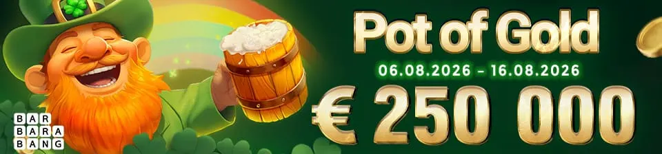 🍀 Play any Barbara Bang slot game, climb the leaderboard and win your share of €250,000 during the Pot of Gold Network Promotion by Barbara Bang!