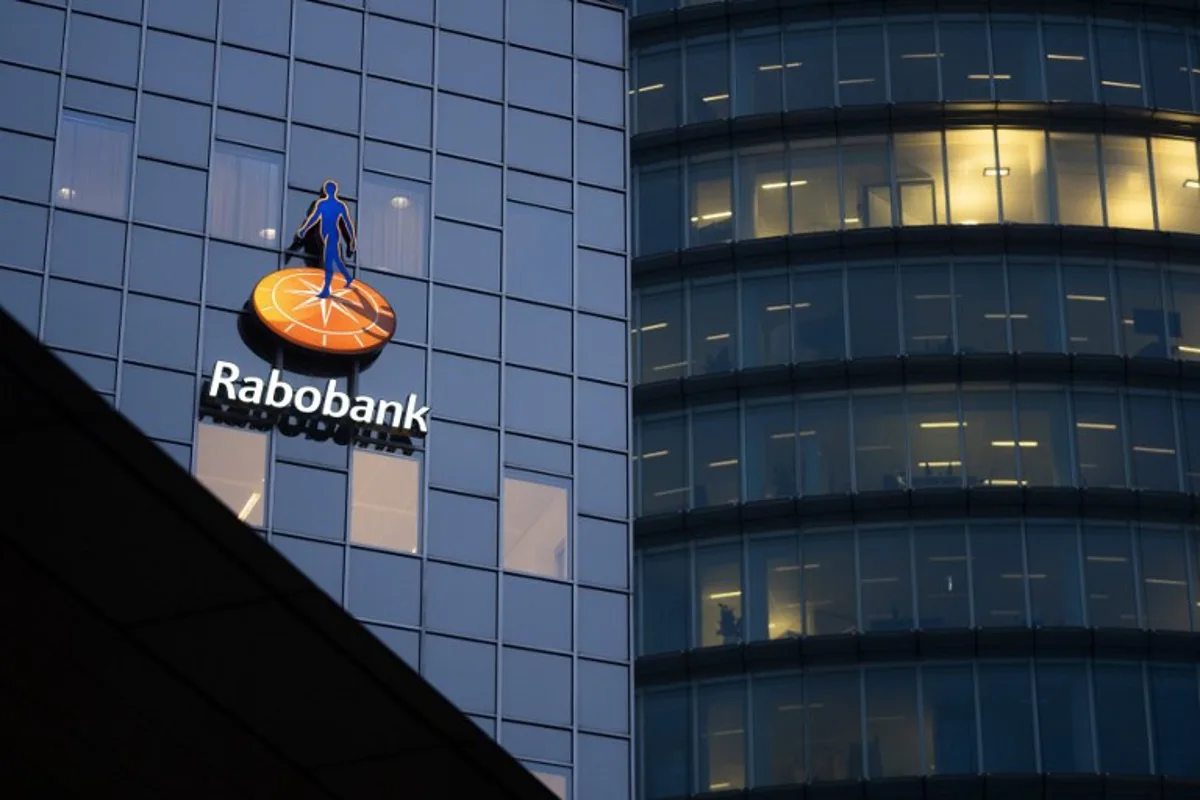 This photograph shows the logo of the Rabobank at their office prior to the presentation of the financial services company's annual results, in Utrecht.  Jeroen JUMELET / ANP / AFP