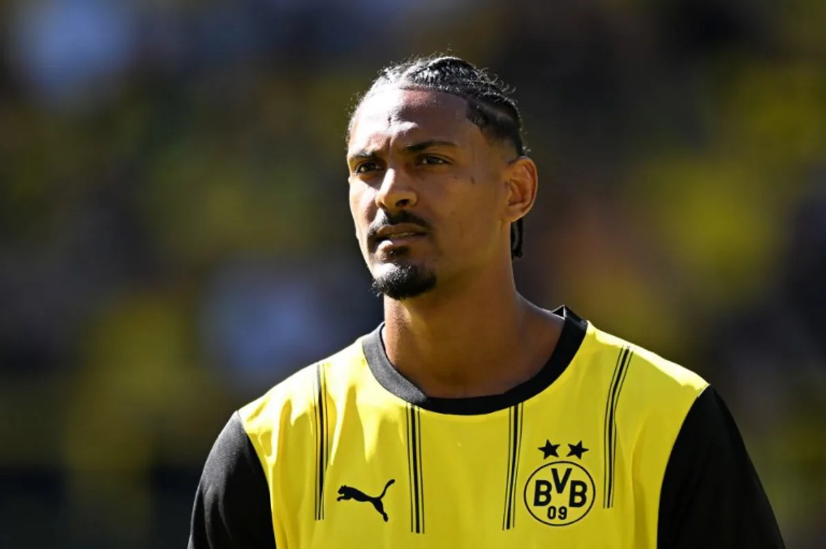 Dortmund's French forward #09 Sebastien Haller is seen during the pre-season friendly club football match between Germany's BVB Borussia Dortmund and England's Aston Villa FC in Dortmund, western Germany on August 10, 2024.   Ina FASSBENDER / AFP