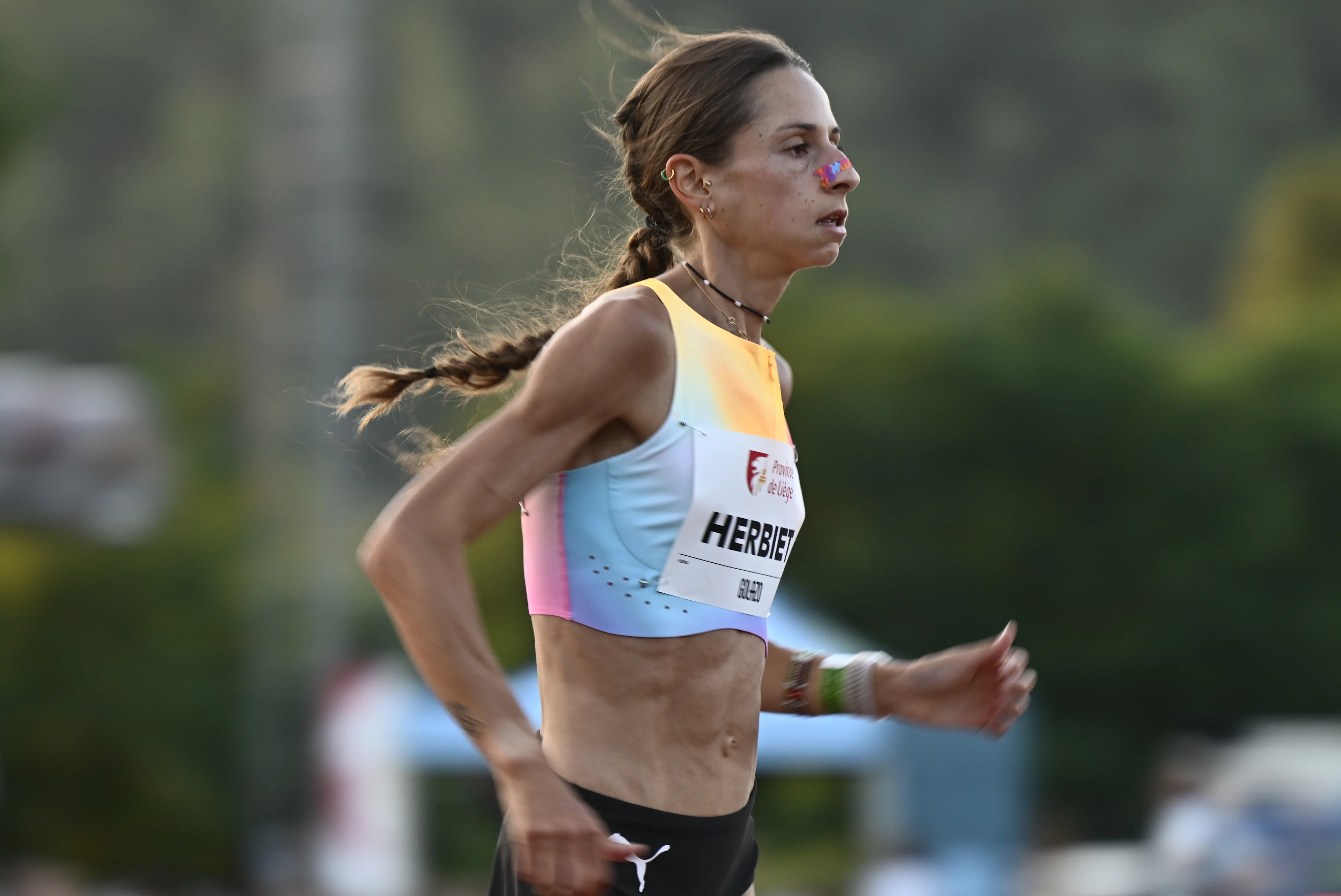 Belgian Chloe Herbiet pictured in action during the 2026 edition of the 'Meeting International d'Athletisme de la Province de Liege' athletics event in Liege, Wednesday 15 July 2026. BELGA PHOTO ERIC LALMAND