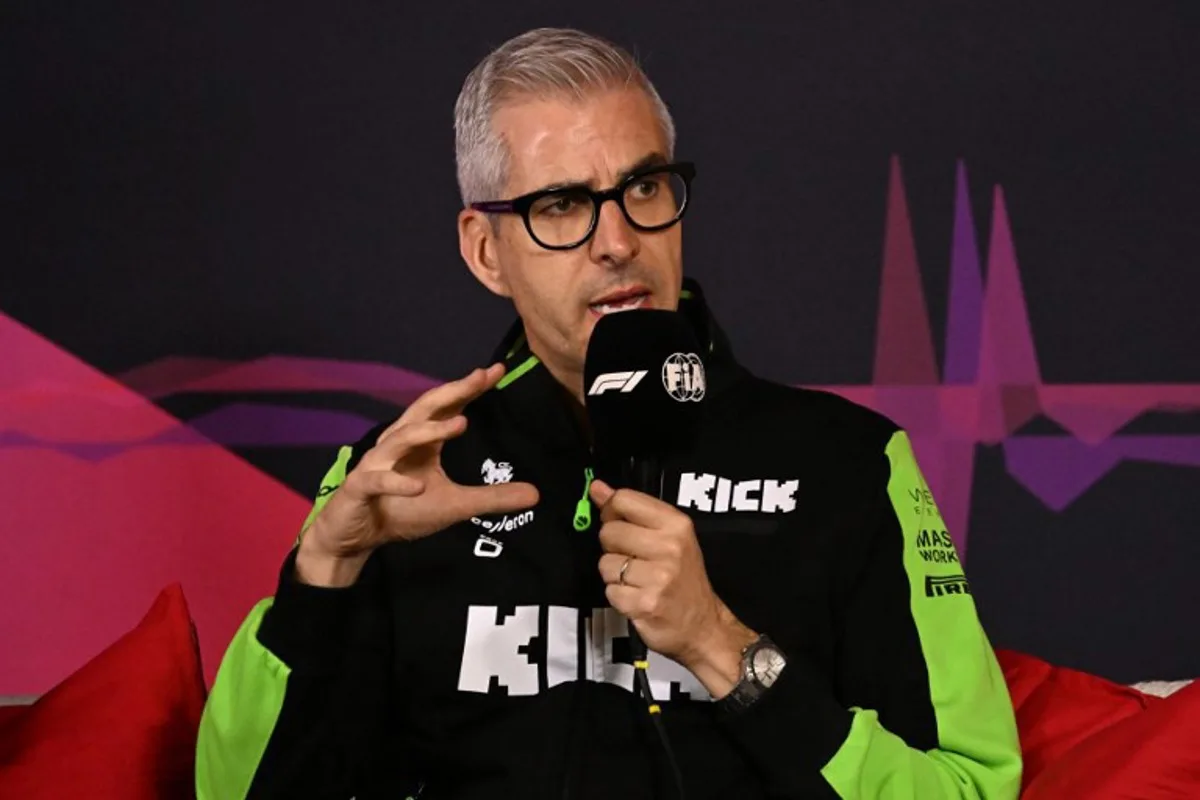 Kick Sauber team principal Alessandro Alunni Bravi attends a press conference after the first practice session of the Formula One Australian Grand Prix at the Albert Park Circuit in Melbourne on March 22, 2024. Dani  WILLIAM WEST / AFP