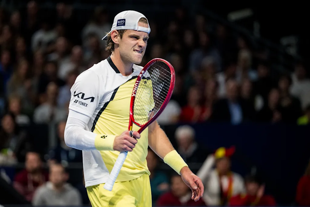 Zizou Bergs of Belgium pictured in action during the European Open ATP tennis tournament in Brussels, on Tuesday 20 October. This year's edition of the tournament is taking place from 17 to 25 October BELGA PHOTO JASPER JACOBS