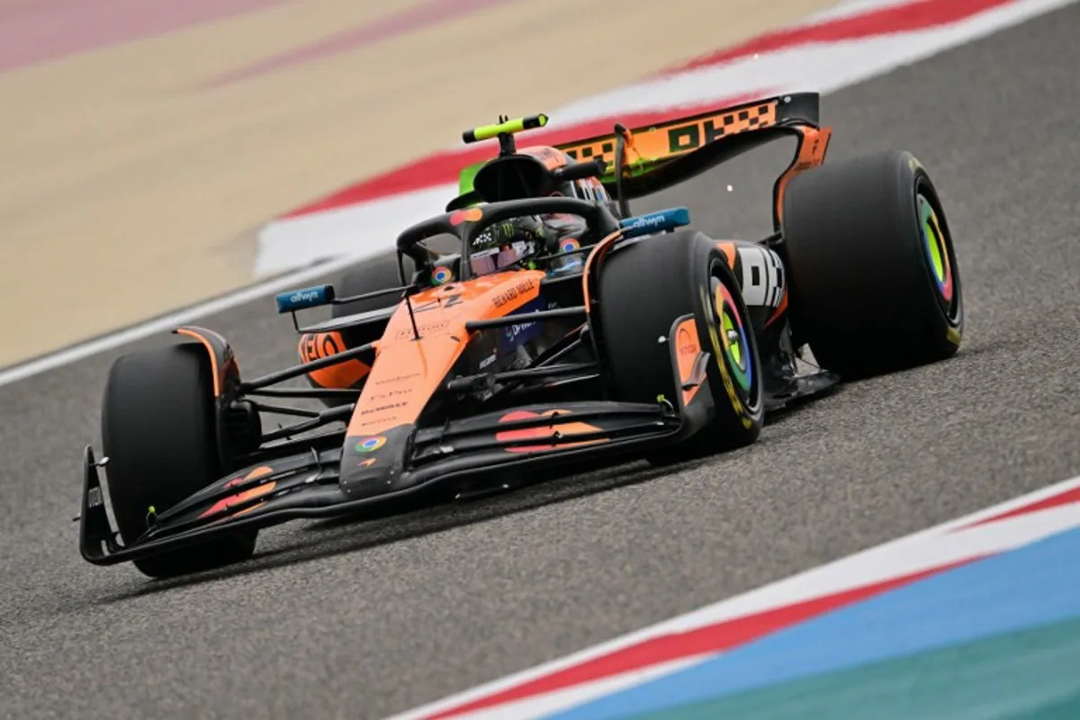 McLaren's British driver Lando Norris drives during the first day of the Formula One pre-season testing at the Bahrain International Circuit in Sakhir on February 26, 2025.  Giuseppe CACACE / AFP