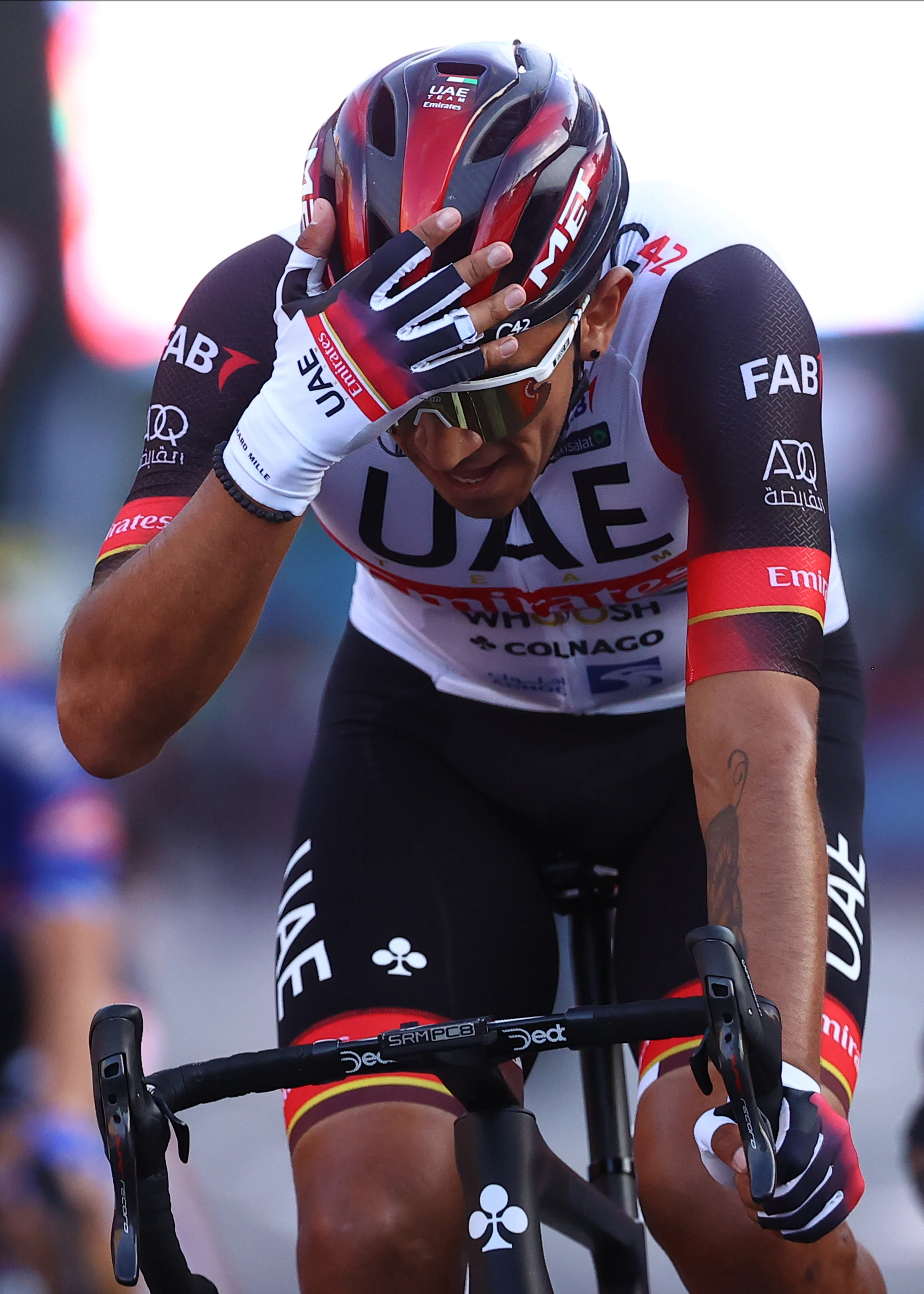 Colombian Juan Sebastian Molano of UAE Team Emirates celebrates after winning the final stage of the 2022 edition of the 'Vuelta a Espana', Tour of Spain cycling race, from Las Rozas to Madrid (96,7km), Spain, Sunday 11 September 2022.  BELGA PHOTO DAVID PINTENS