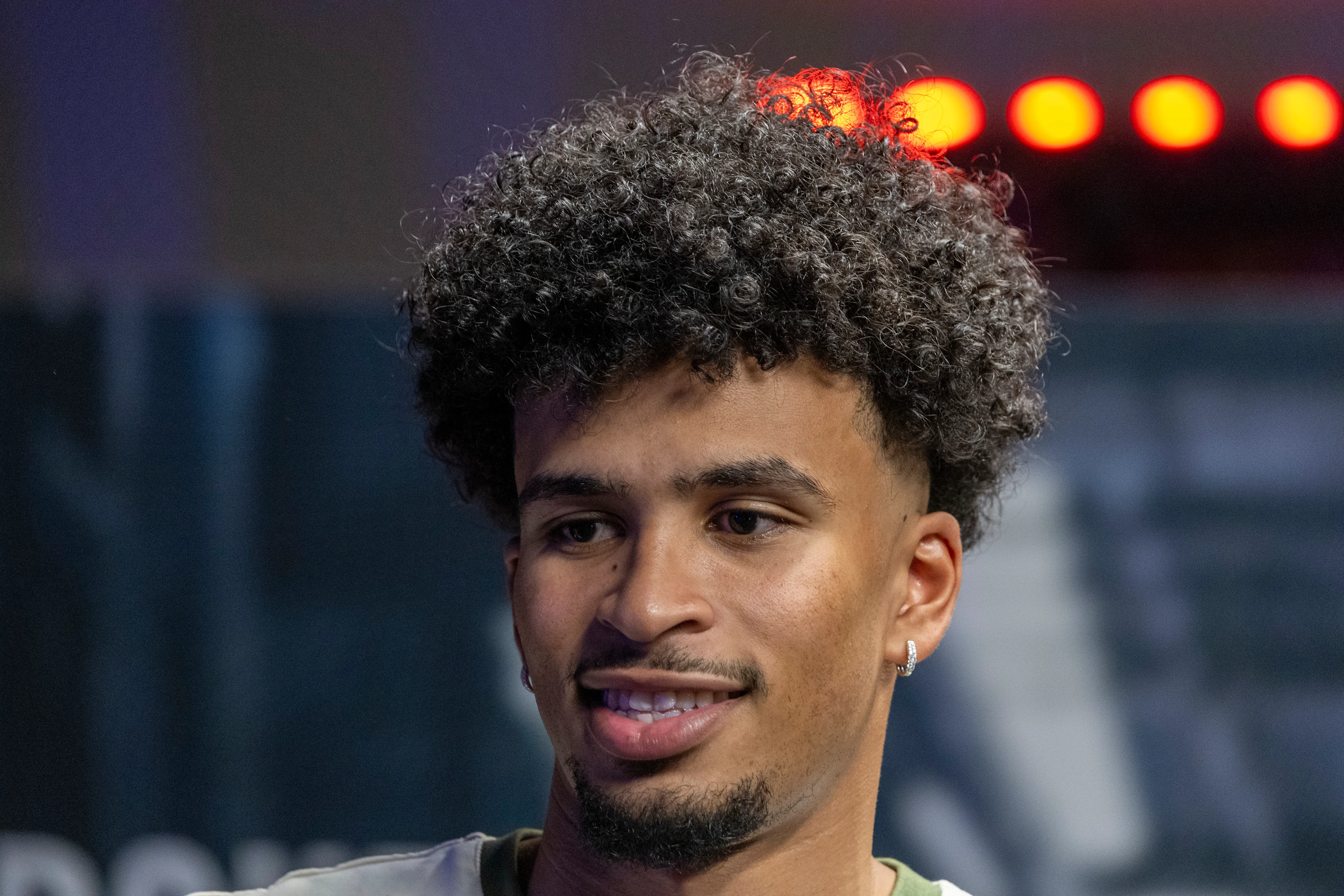 Belgian NBA-player Toumani Camara pictured during a press vision and avant-premiere of the documentary 'The Belgian Dream', at Kinepolis cinema complex in Brussels, Monday 29 July 2024. BELGA PHOTO NICOLAS MAETERLINCK