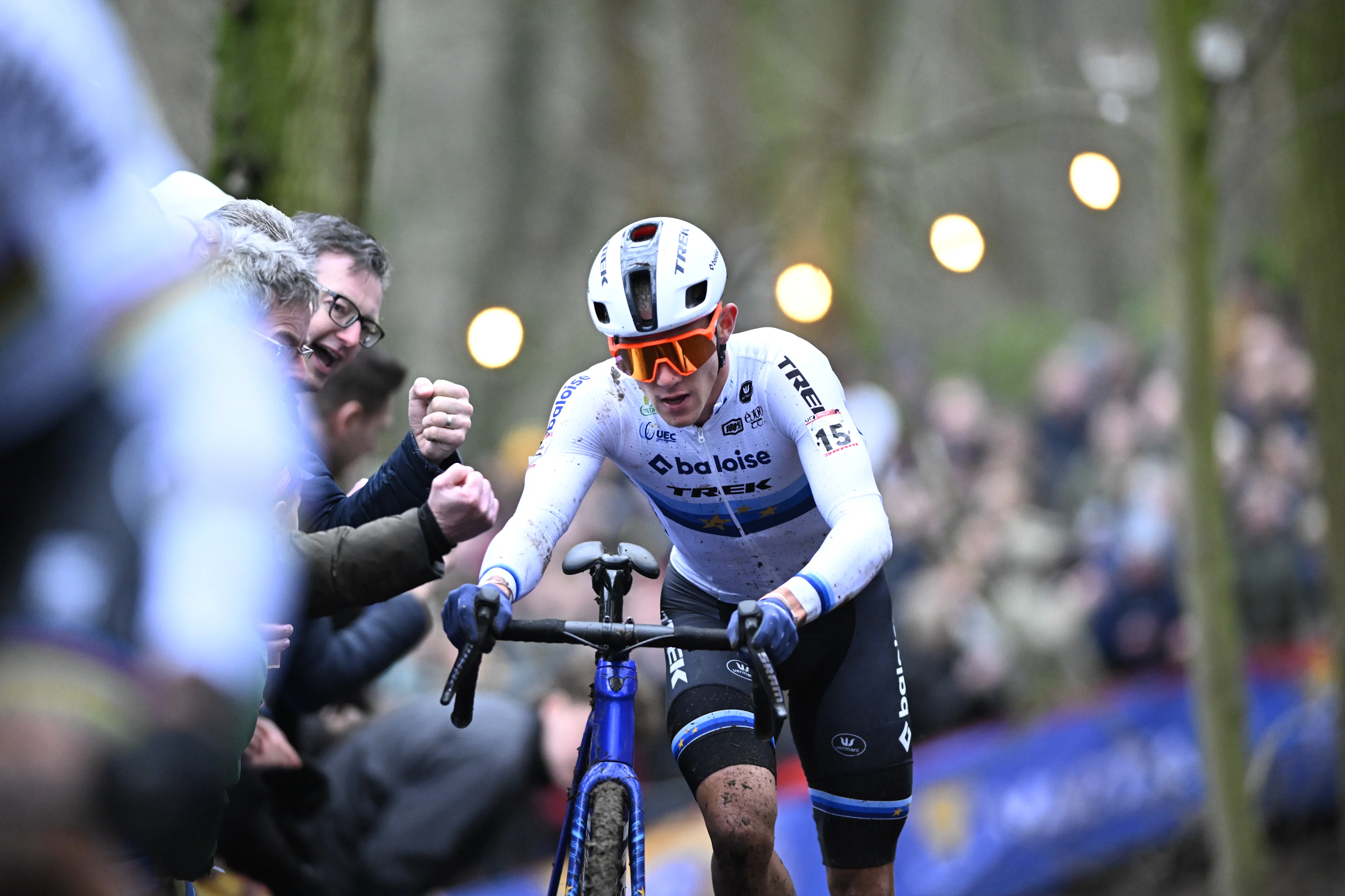 Belgian Thibau Nys pictured in action during the men's elite race of the World Cup cyclocross cycling event in Gavere on Thursday 26 December 2024, stage 7 (out of 12) of the UCI World Cup competition. BELGA PHOTO JASPER JACOBS