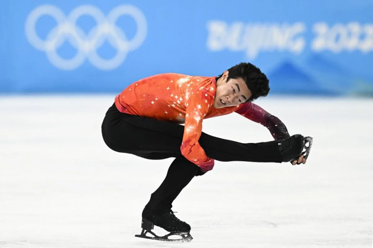 USA's Nathan Chen competes in the men's single skating free skating of the figure skating event during the Beijing 2022 Winter Olympic Games at the Capital Indoor Stadium in Beijing on February 10, 2022.  WANG Zhao / AFP