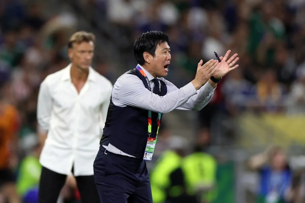 Japan's head coach Hajime Moriyasu reacts from the sidelines during the 2026 World Cup Group F football match between Tunisia and Japan at the Monterrey Stadium in Guadalupe, Mexico, on June 20, 2026. Julio Cesar AGUILAR / AFP