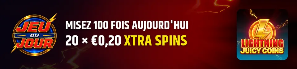 🎯 Découvrez notre Jeu du Jour: Lightning Juicy Coins ! Complétez une seule mission pour débloquer votre prix.