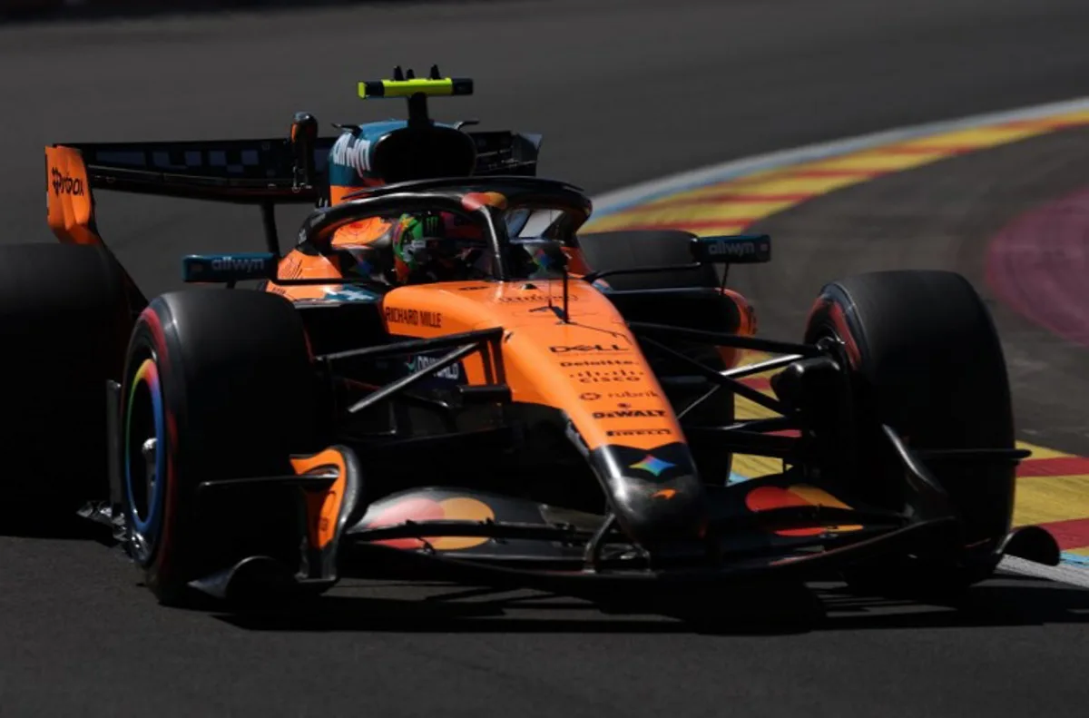 Team McLaren-Mercedes' Lando Norris drives during the third practice session at the Madring circuit on September 12, 2026 in Madrid ahead of the Spanish Formula One Grand Prix. Pierre-Philippe MARCOU / AFP