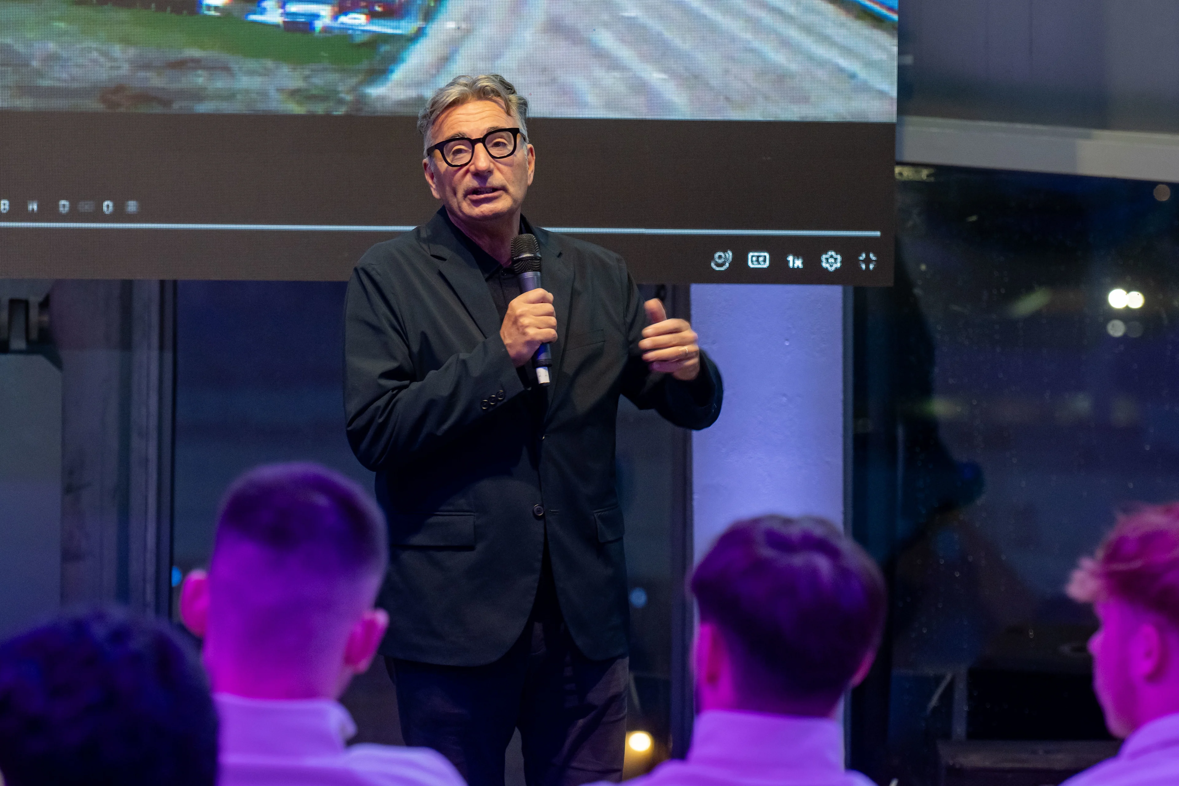 RSCA Futsal UEFA champions league media manager David Steegen is seen during a press conference with presentation of the RSC Anderlecht team regarding participation in the Futsal Champions League, in Brussels, Monday 21 October 2024. BELGA PHOTO JONAS ROOSENS