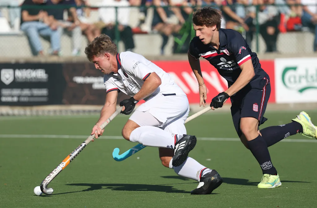 Dragon's Victor Wegnez fights for the ball during a hockey game between Royal Leopold Club and KHC Dragons on Sunday 4 October 2026 in Brussels, on day 4 of the Belgian first division hockey championship.  BELGA PHOTO VIRGINIE LEFOUR