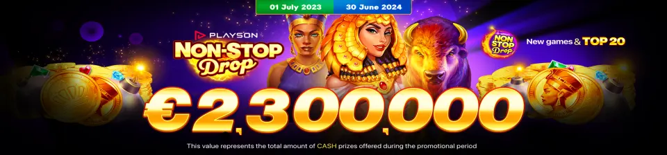 Dive into the thrill of Playson's Non-Stop Drop, featuring an incredible €2,300,000 prize pool up for grabs!