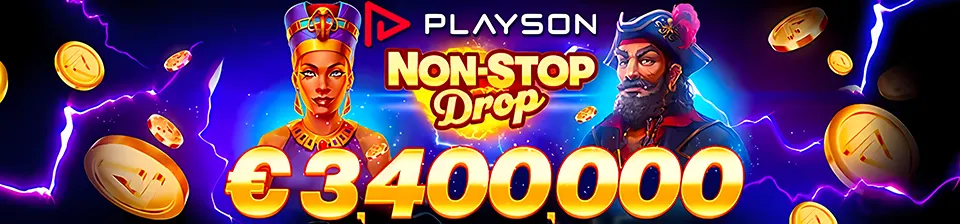 Dive into the thrill of Playson's Non-Stop Drop, featuring an incredible €3,400,000 prize pool up for grabs!