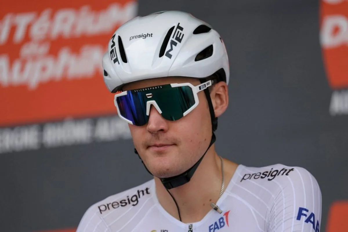 Team UAE's French rider Pavel Sivakov looks on before starting the third stage of the 76th edition of the Criterium du Dauphine cycling race, 181,7km between Celles-sur-Durolle and Les Estables, central France, on June 4, 2024.  Thomas SAMSON / AFP