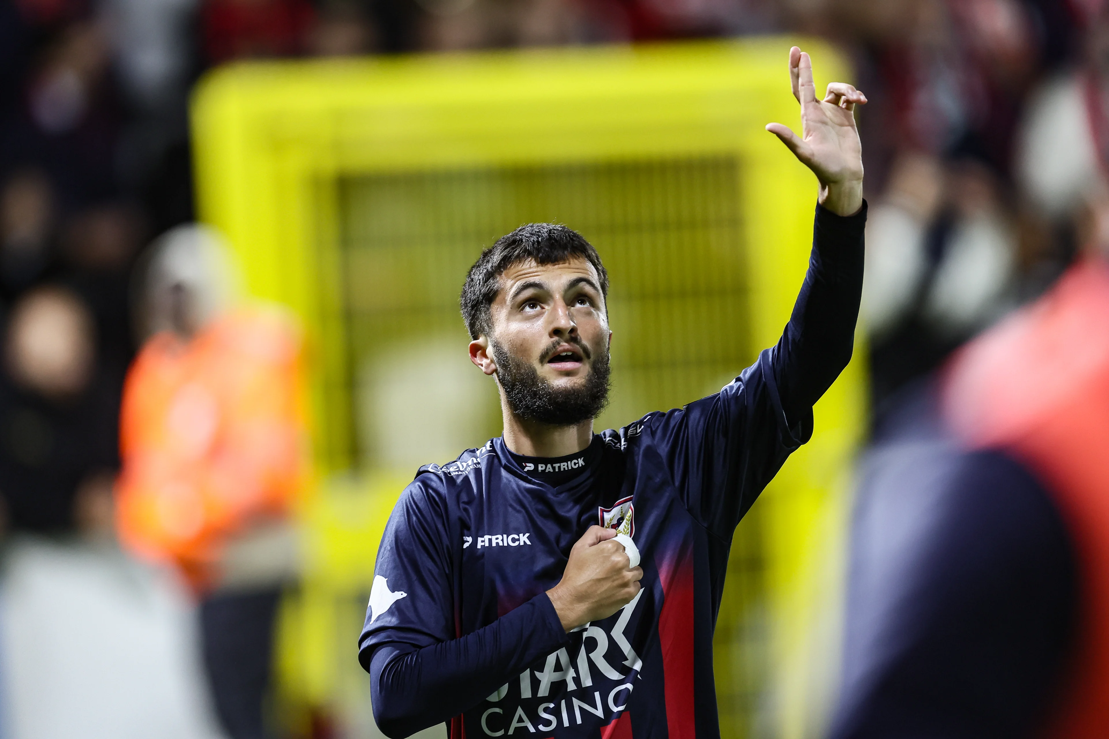 Liege's Flavio Da Silva celebrates after scoring during a soccer match between RFC Liege and Lommel SK, in Liege, on the seventh day of the 2024-2025 season of the 'Challenger Pro League' second division of the Belgian championship, Friday 04 October 2024. BELGA PHOTO BRUNO FAHY