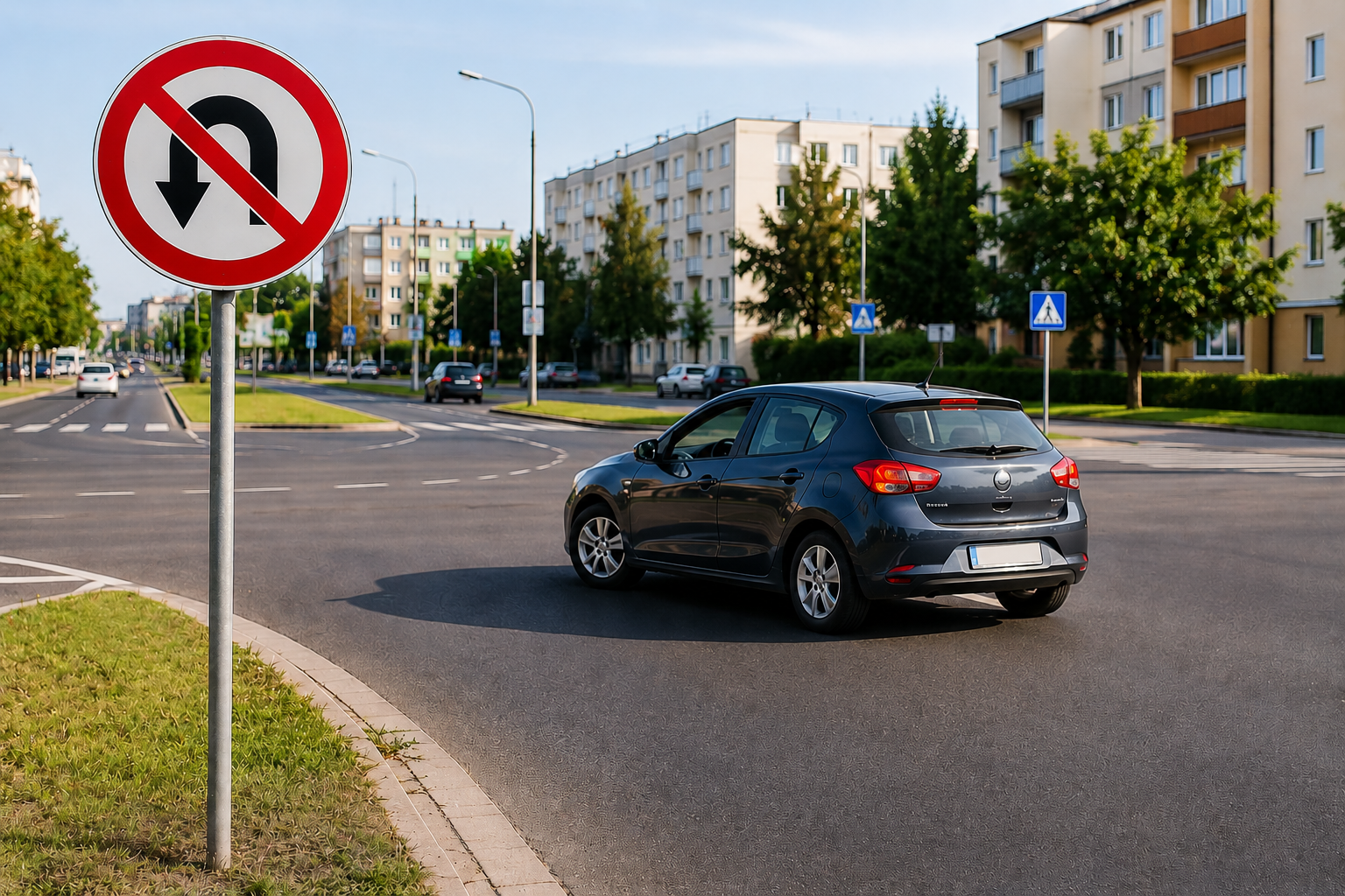 Samochód i znak drogowy