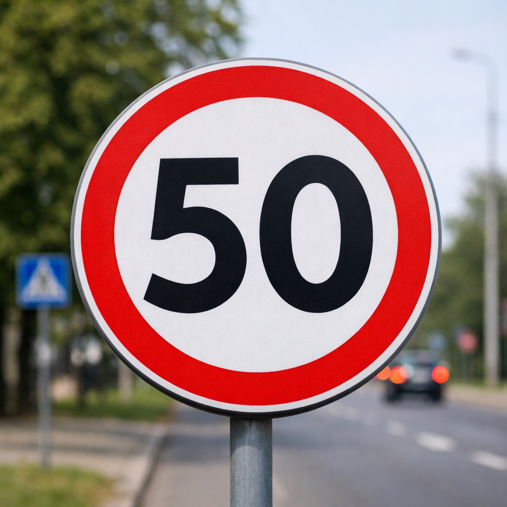 Znak drogowy ograniczenie prędkości