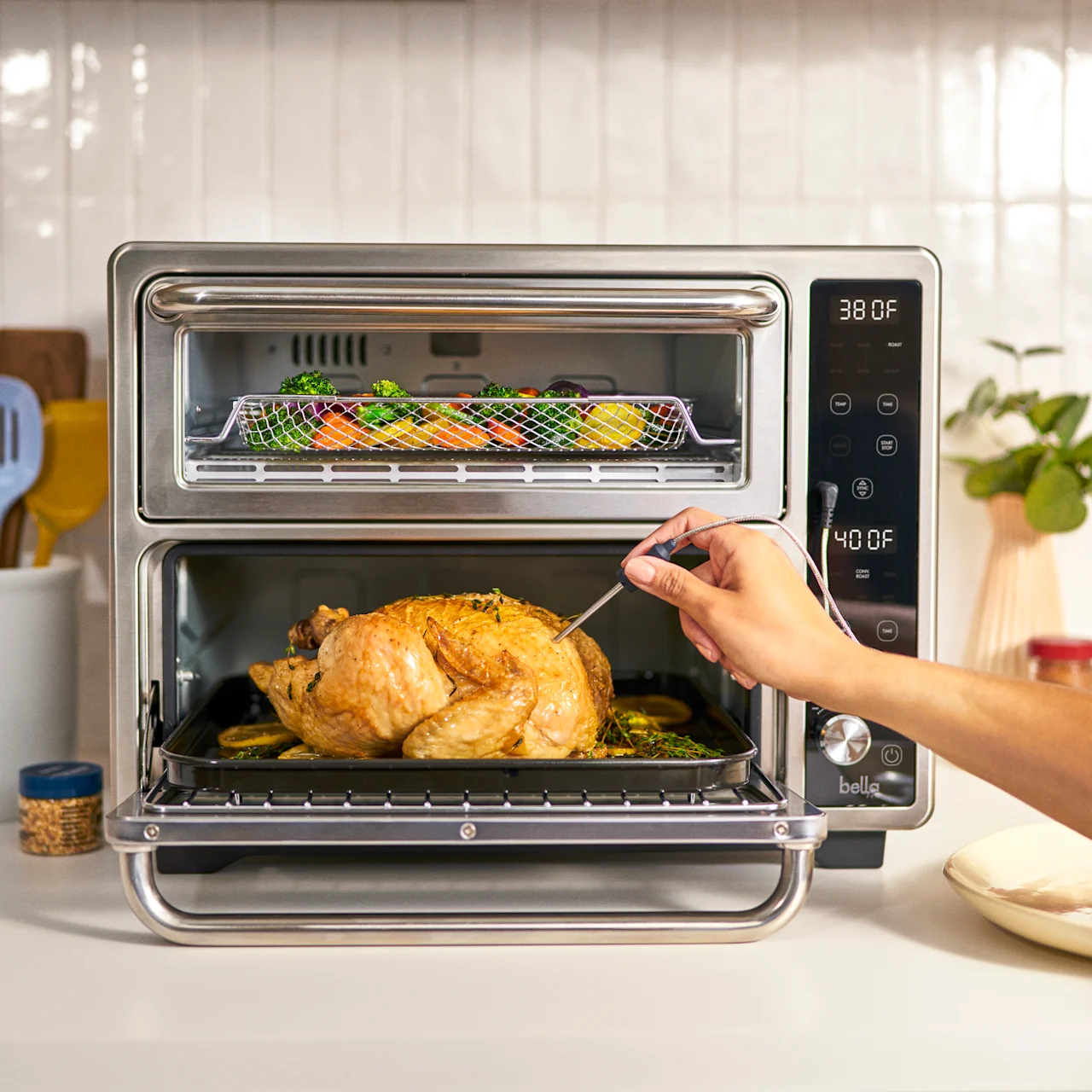 bella Pro DoubleUp Oven with Probe Thermometer - Dual Cook Electric ...