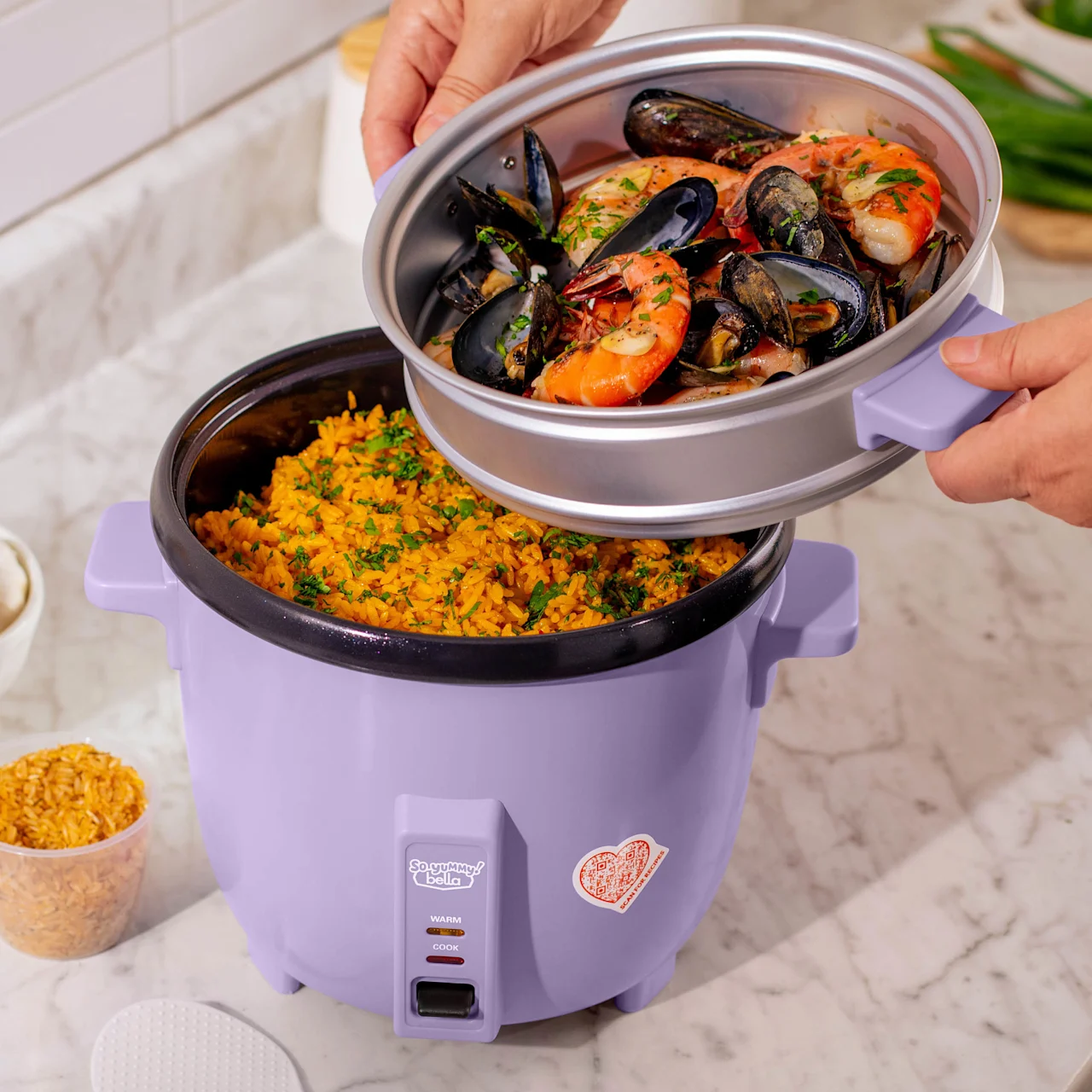 So Yummy by bella 2-in-1 Rice Cooker and Steamer - Compact Rice Cooker ...