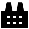 Factory icon representing industrial manufacturing supply chain and logistics solutions.