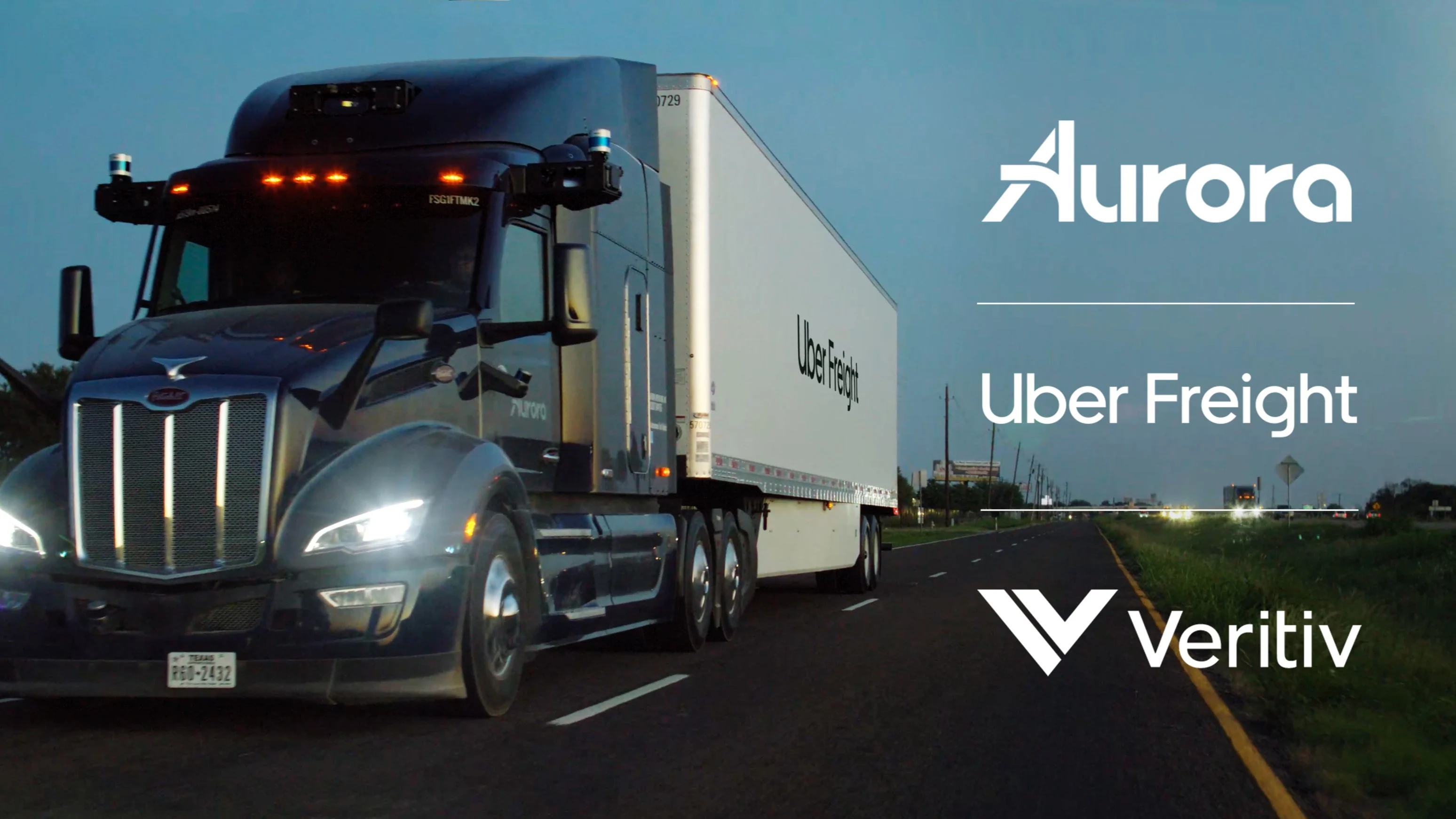 Truck driving on road.