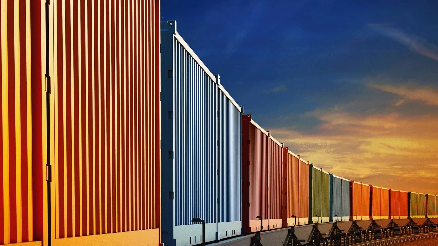 Rows of shipping containers.