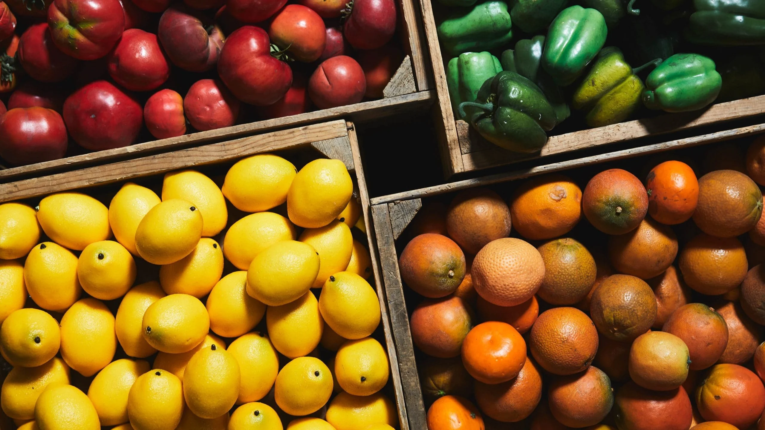 Crates of vegetables.