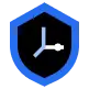 Icon of a clock in a badge
