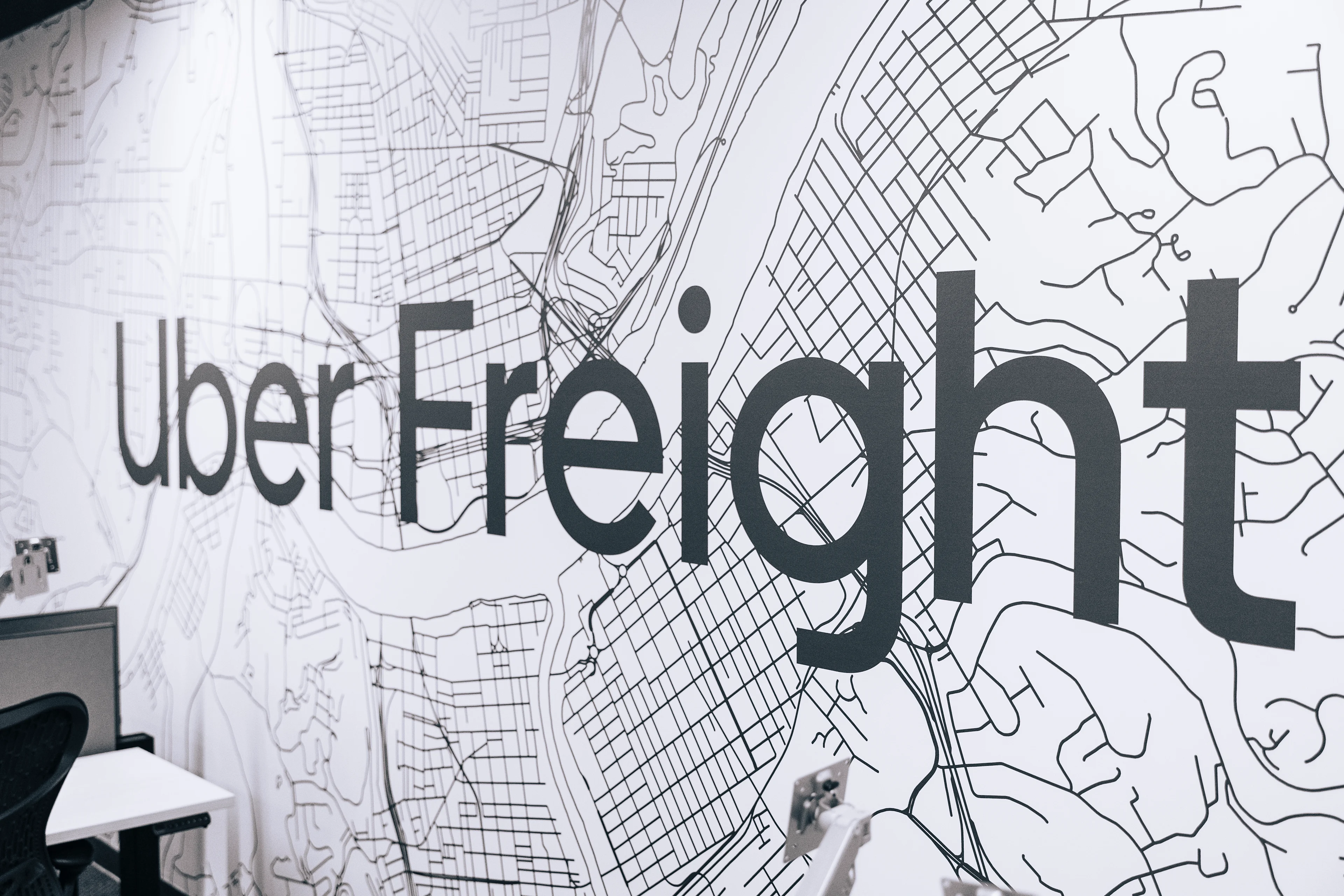 Uber Freight logo on office wall