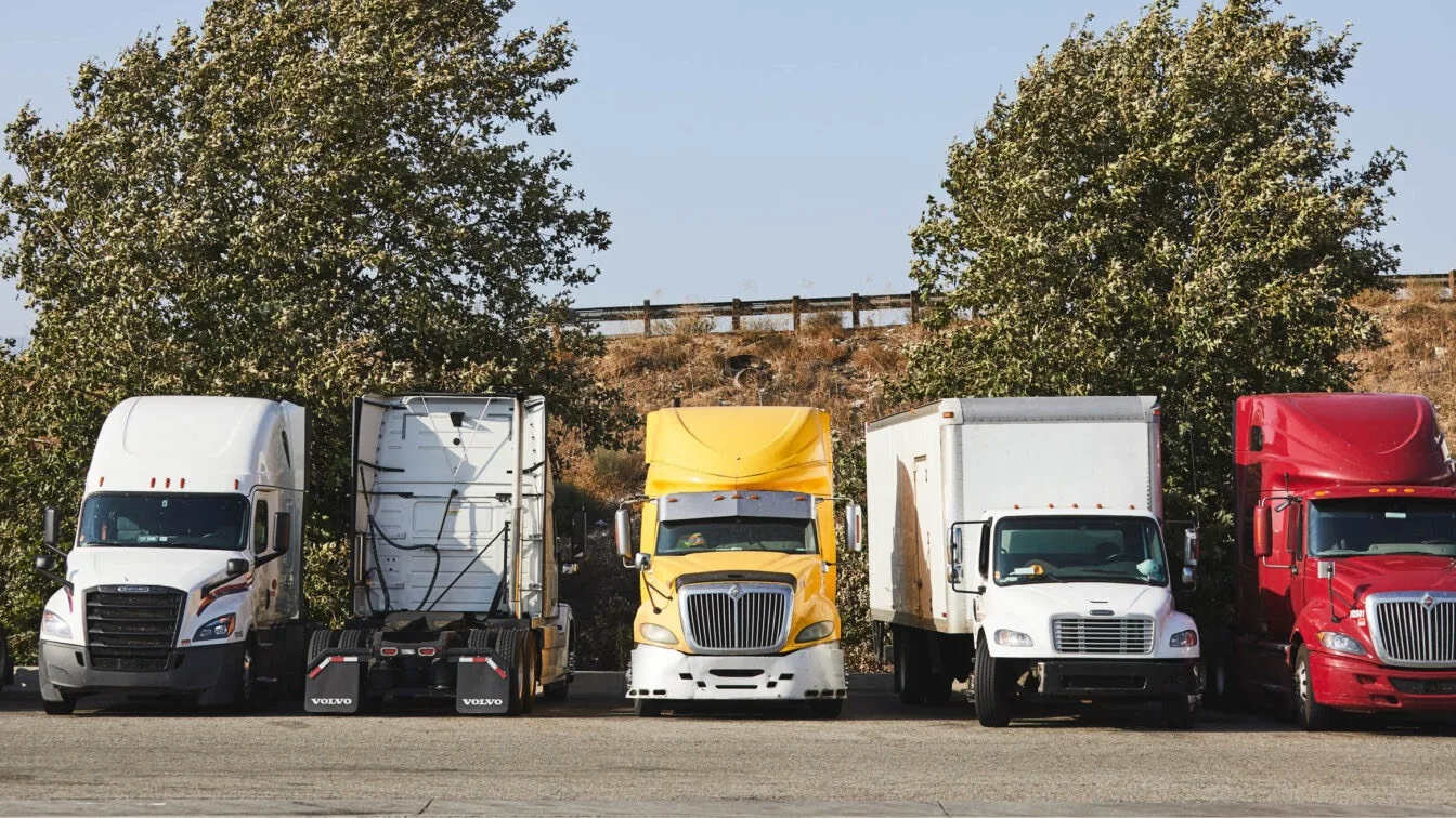 Row of trucks.