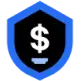 Blue shield security icon with white dollar sign in the center, representing financial protection