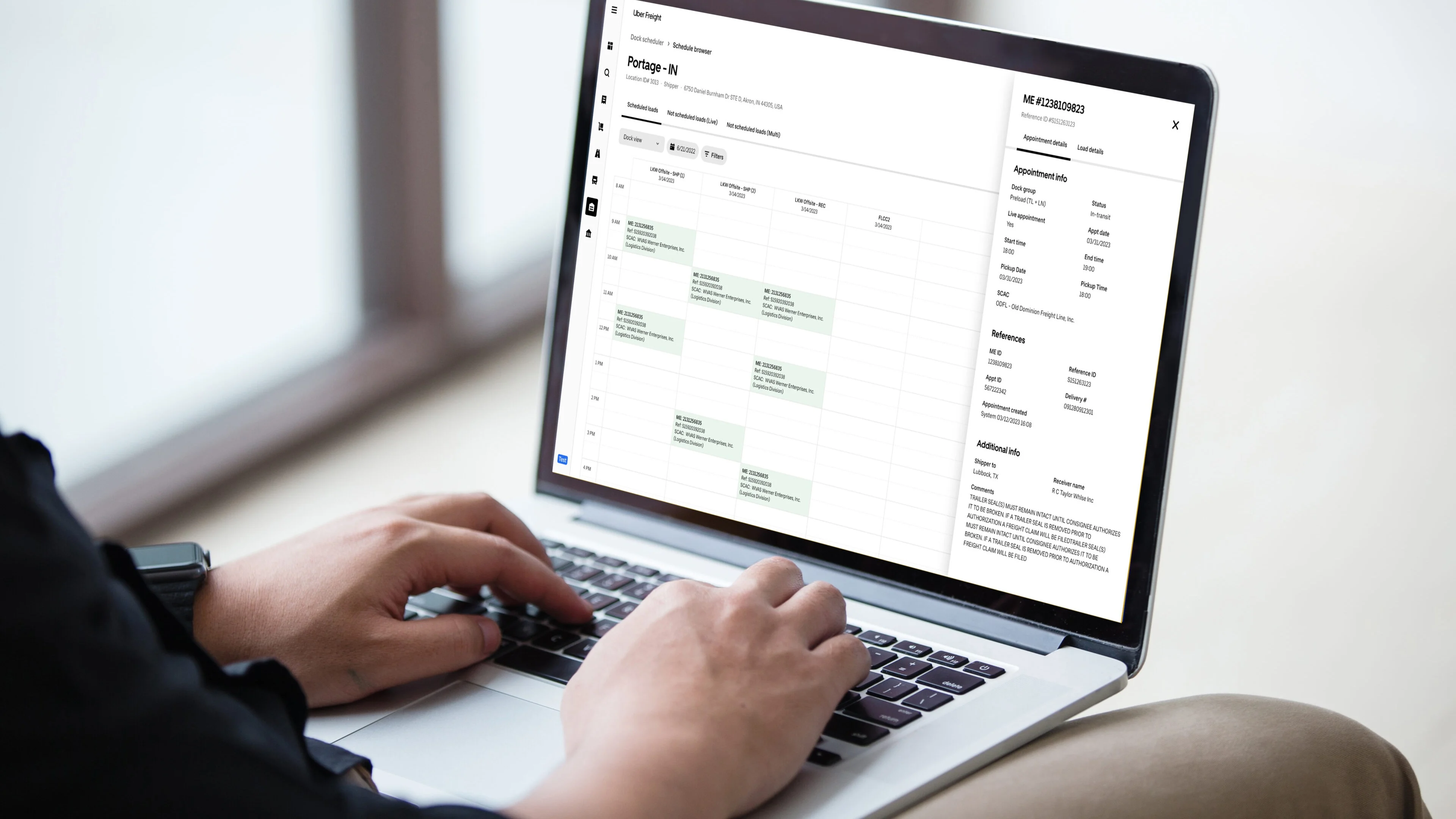 Screen grab of shipping software on laptop.