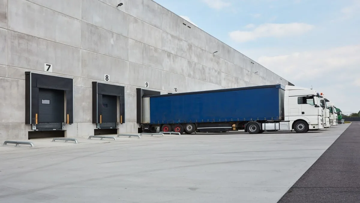 Truck at loading dock.