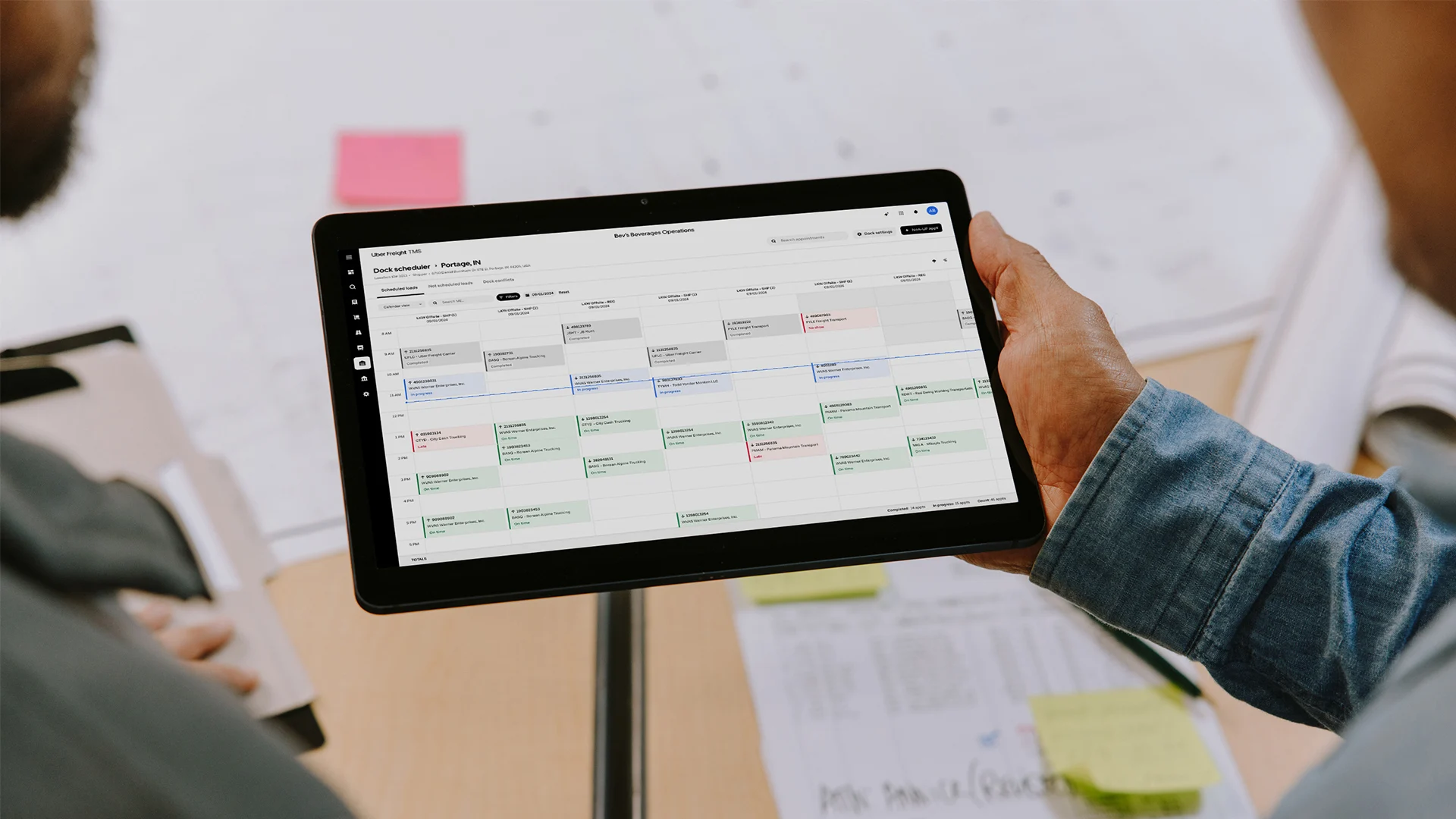 Screen grab of shipping software on a tablet.
