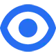 A simple blue eye icon with a circular pupil in the center surrounded by an oval outline.