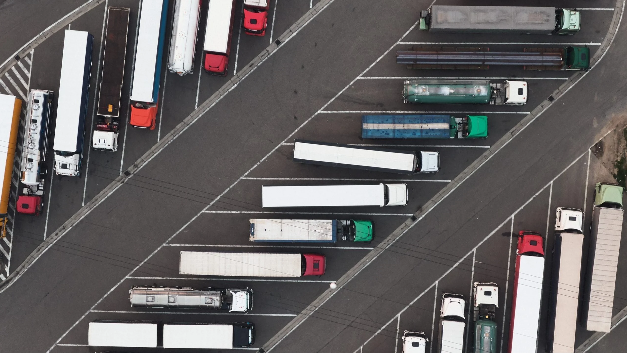 Tops of trucks from above.