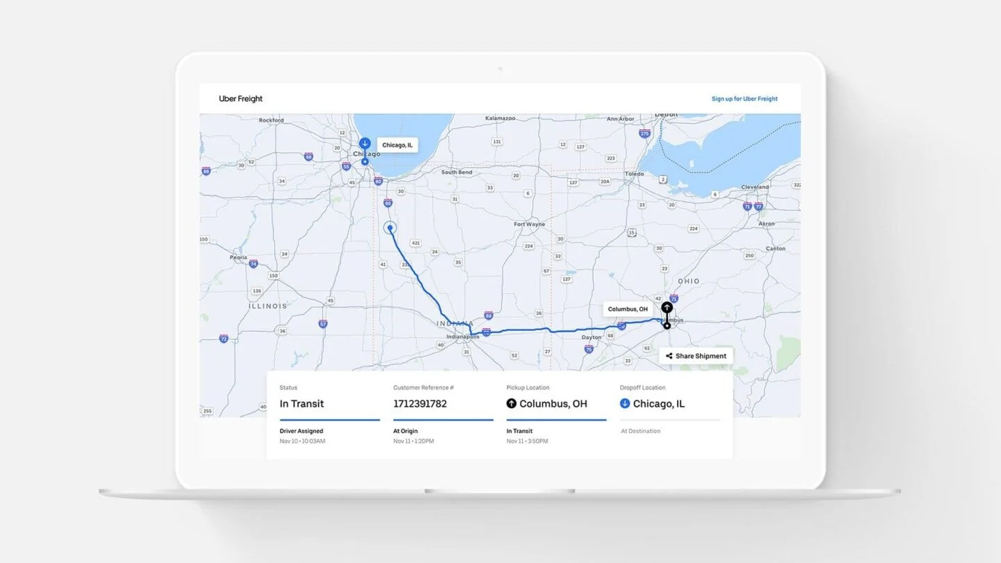 Laptop displaying shipping software.