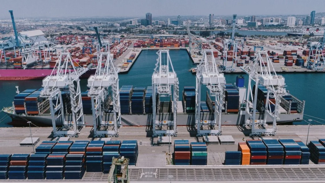 Ship docked at longbeach port.