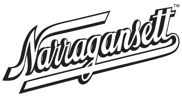 White cursive Narragansett logo on black background